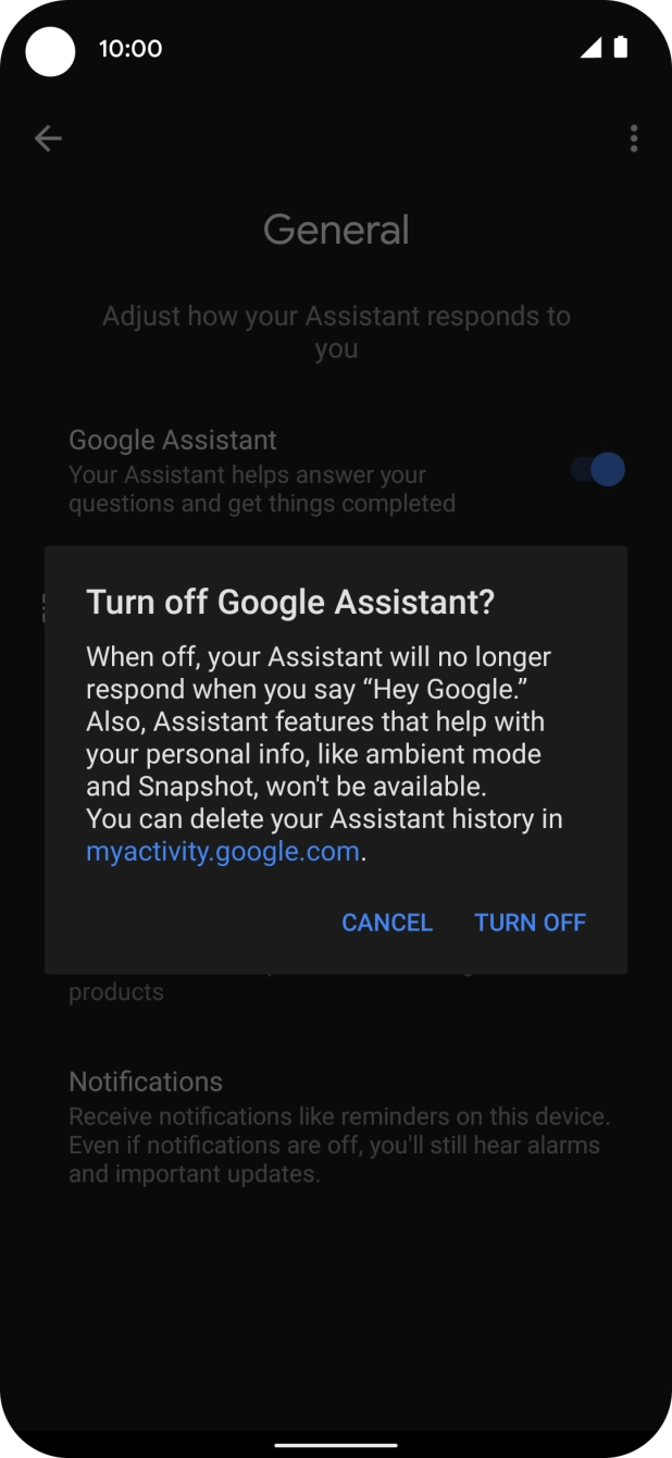 If you turn off the function, press TURN OFF.