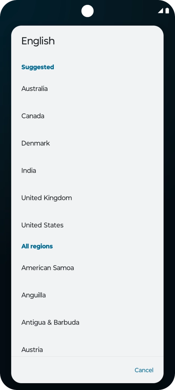 Press the required country. Press the required country.