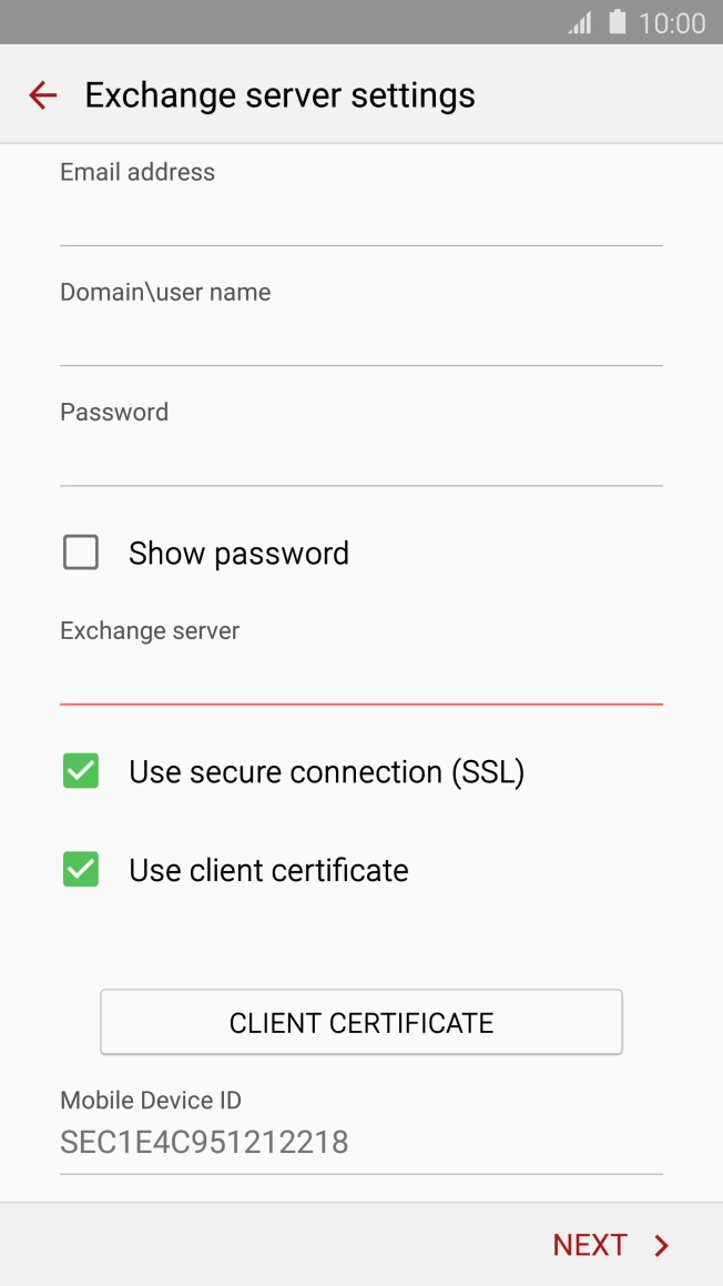 If you turn on the function, press CLIENT CERTIFICATE and follow the instructions on the screen to install the required certificate. If you turn on the function, press CLIENT CERTIFICATE and follow the instructions on the screen to install the required certificate.