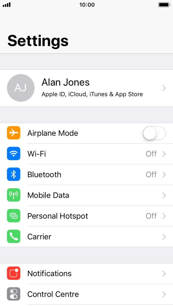 Press Mobile Data.