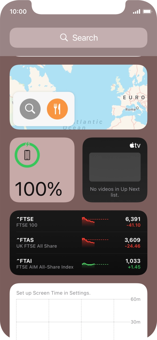 Press and hold the required widget until a pop-up menu is displayed. Press and hold the required widget until a pop-up menu is displayed.