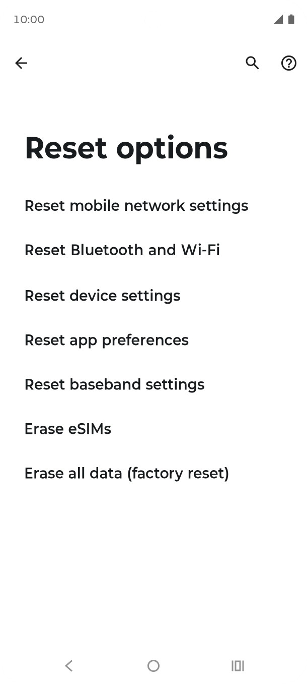 Press Erase all data (factory reset).