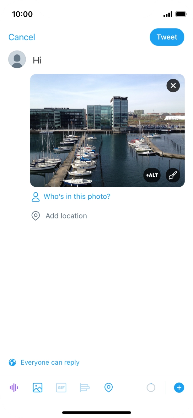 Write the required text and press Tweet. Write the required text and press Tweet.
