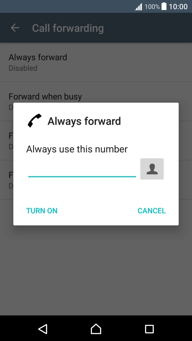 Key in +61101 and press TURN ON.
