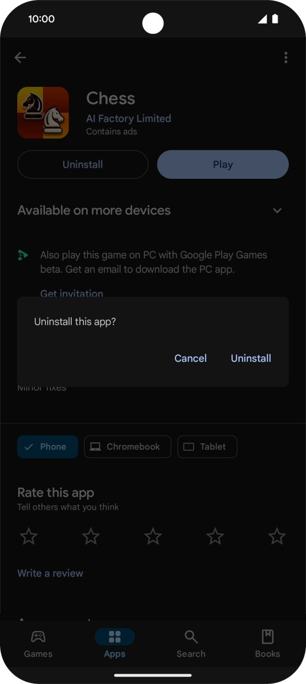 Press Uninstall.