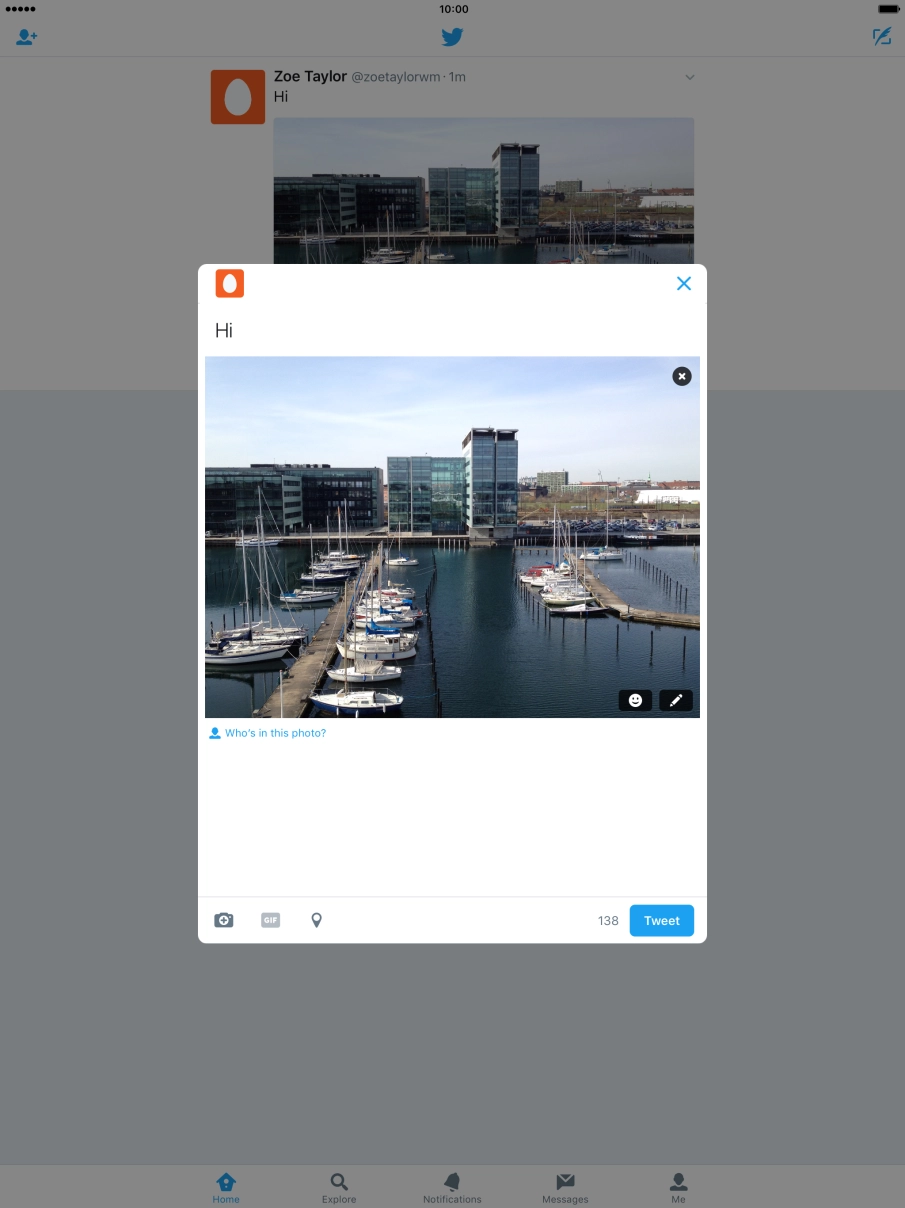 Write the required text and press Tweet. Write the required text and press Tweet.