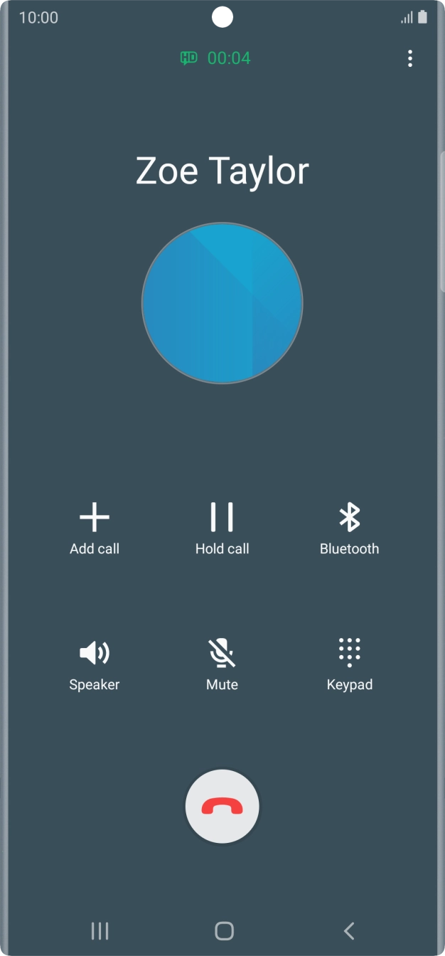 Press the end call icon. Press the end call icon.