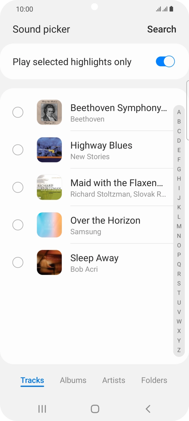 Press the different ring tones to hear them.