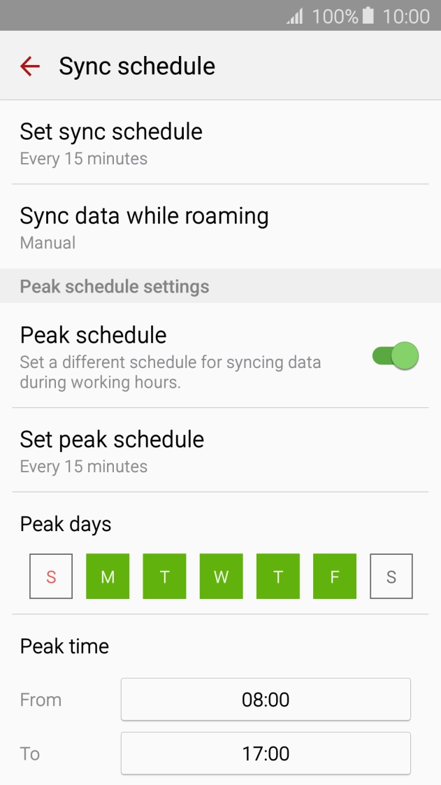 Press Set sync schedule. Press Set sync schedule.