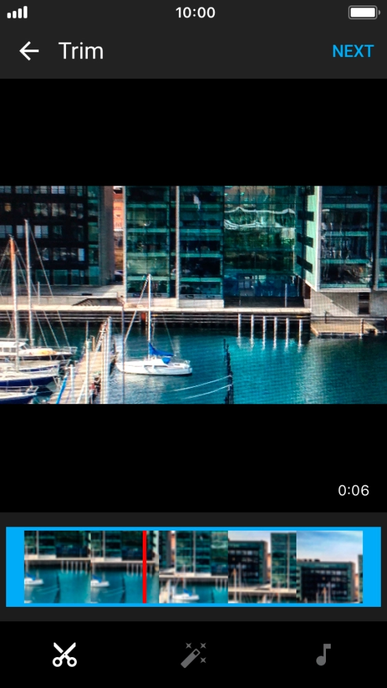 Follow the instructions on the screen to edit the video clip and press NEXT. Follow the instructions on the screen to edit the video clip and press NEXT.