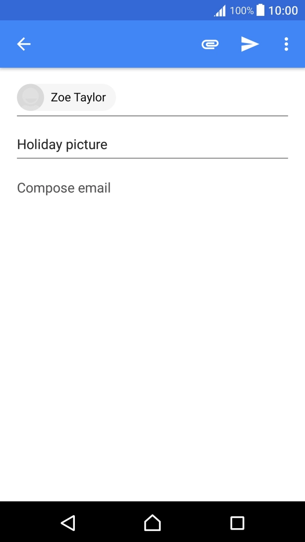 Press the text input field and write the text for your email. Press the text input field and write the text for your email.