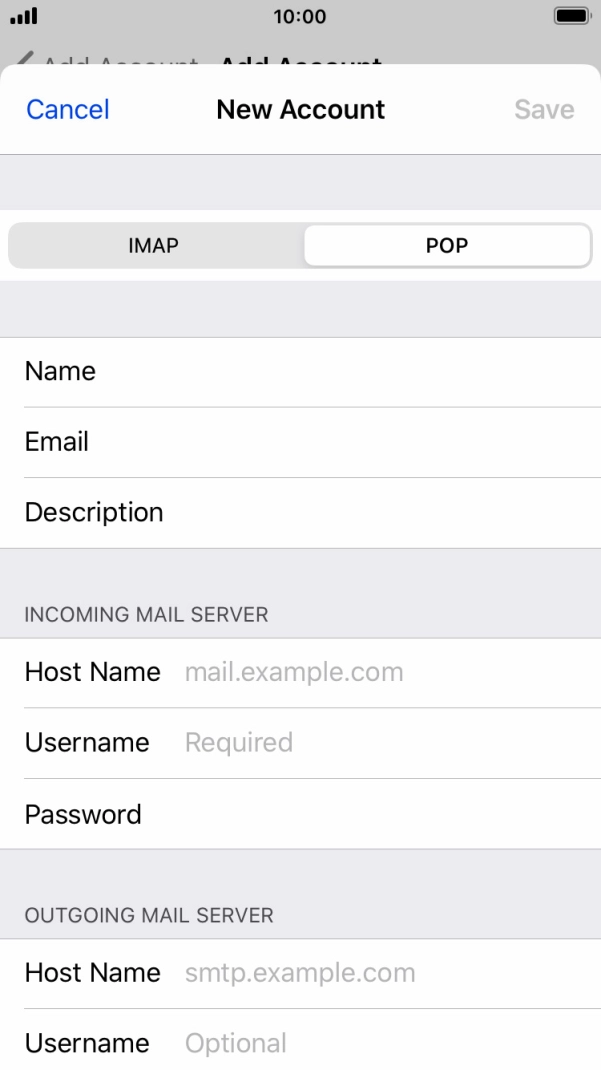 Press Host Name and key in the name of your email provider's incoming server. Press Host Name and key in the name of your email provider's incoming server.