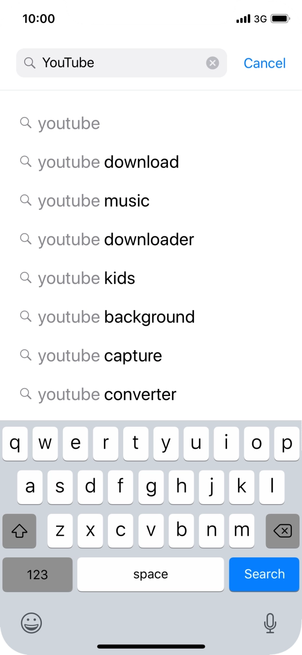 Key in YouTube and press Search. Key in YouTube and press Search.