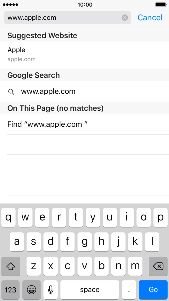 Key in the address of the required web page and press Go. Key in the address of the required web page and press Go.
