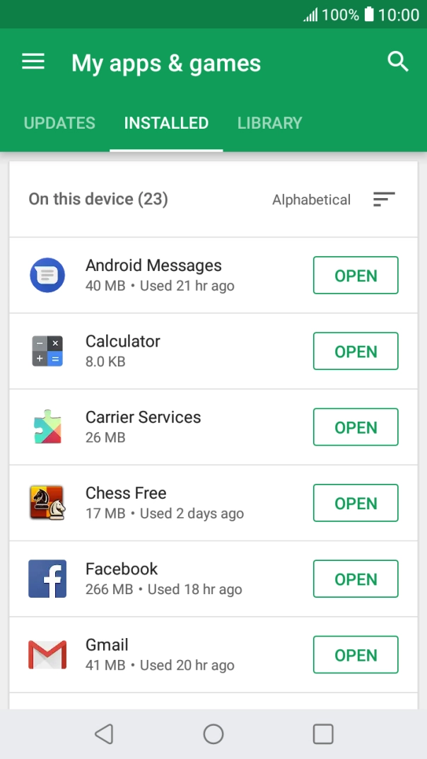 Press the required app.