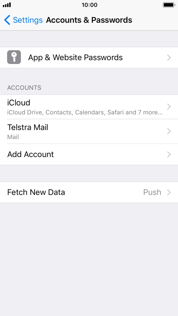 Press the name of the email account you've just set up. Press the name of the email account you've just set up.