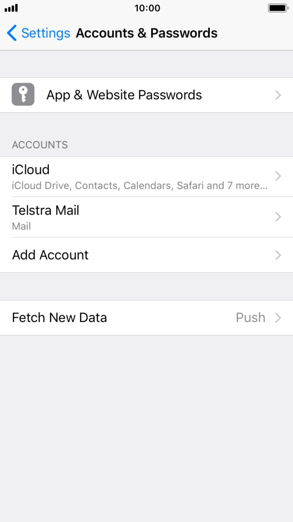 Press the name of the email account you've just set up. Press the name of the email account you've just set up.