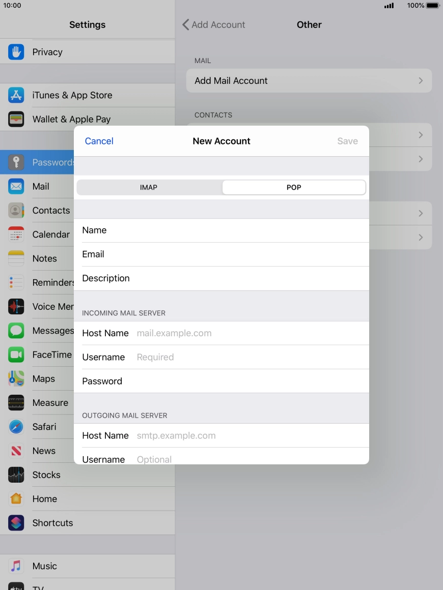 Press Host Name and key in the name of your email provider's incoming server. Press Host Name and key in the name of your email provider's incoming server.