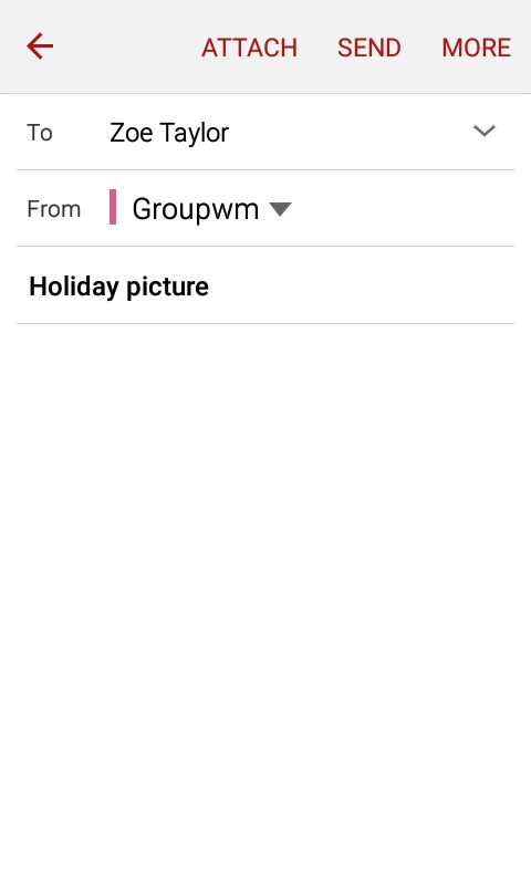 Press the text input field and write the text for your email.