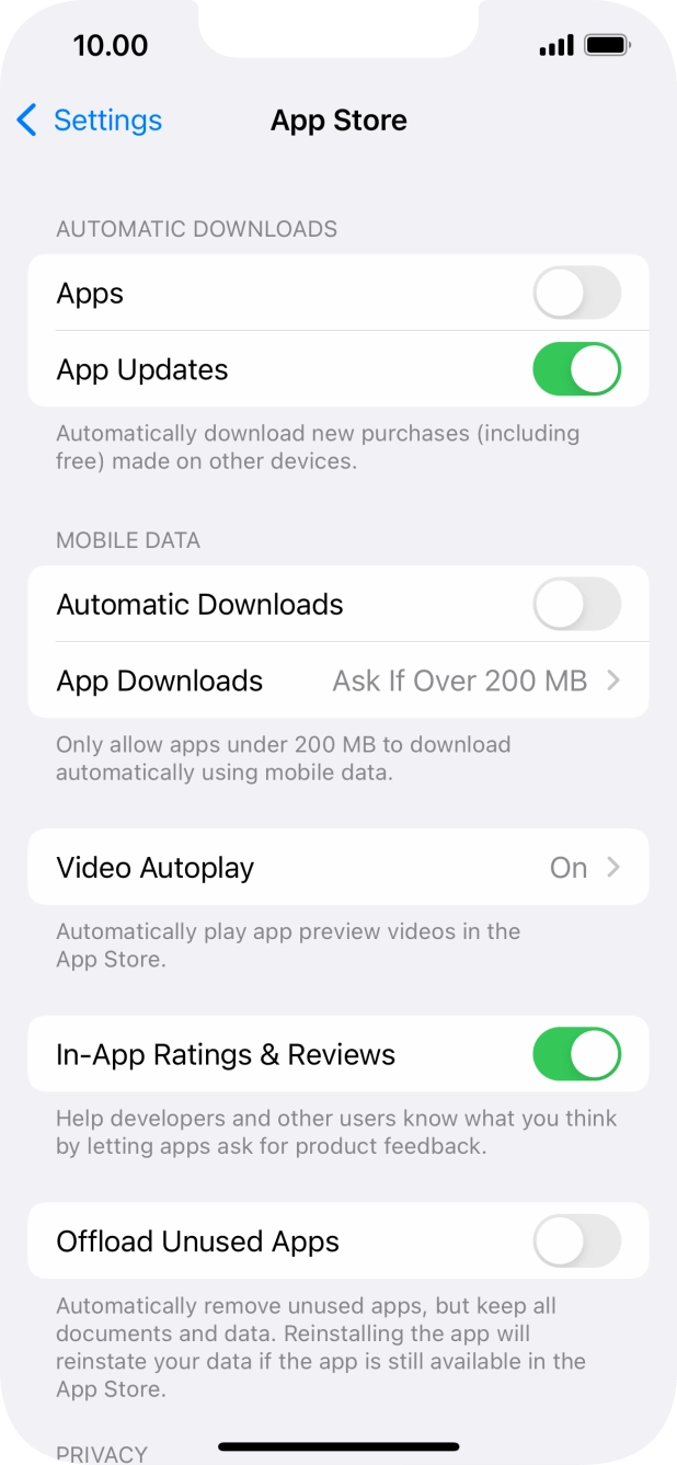 Press the indicators next to the required content types to turn the function on or off. Press the indicators next to the required content types to turn the function on or off.