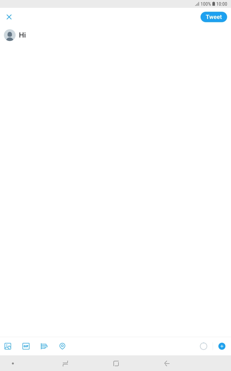 Write the required text and press Tweet. Write the required text and press Tweet.