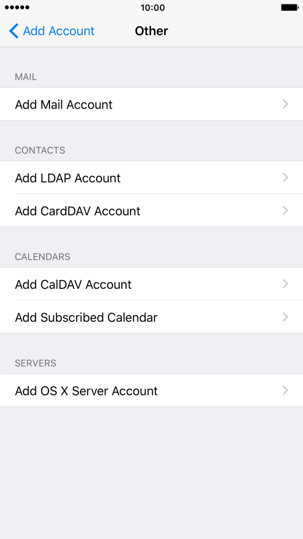Press Add Mail Account. Press Add Mail Account.