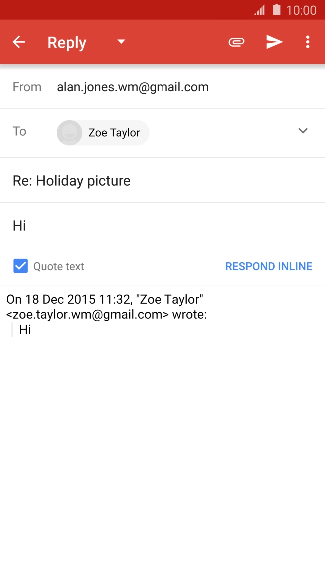 Write the required text and press the send icon.