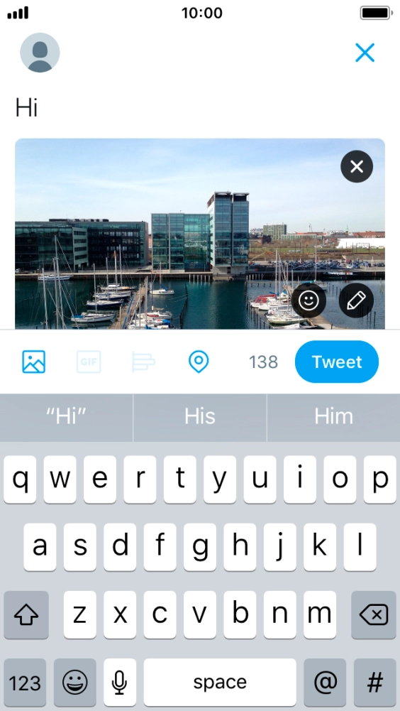 Write the required text and press Tweet. Write the required text and press Tweet.