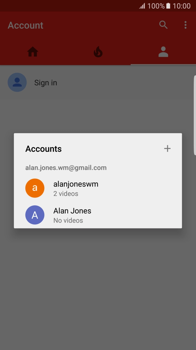Press the required account.