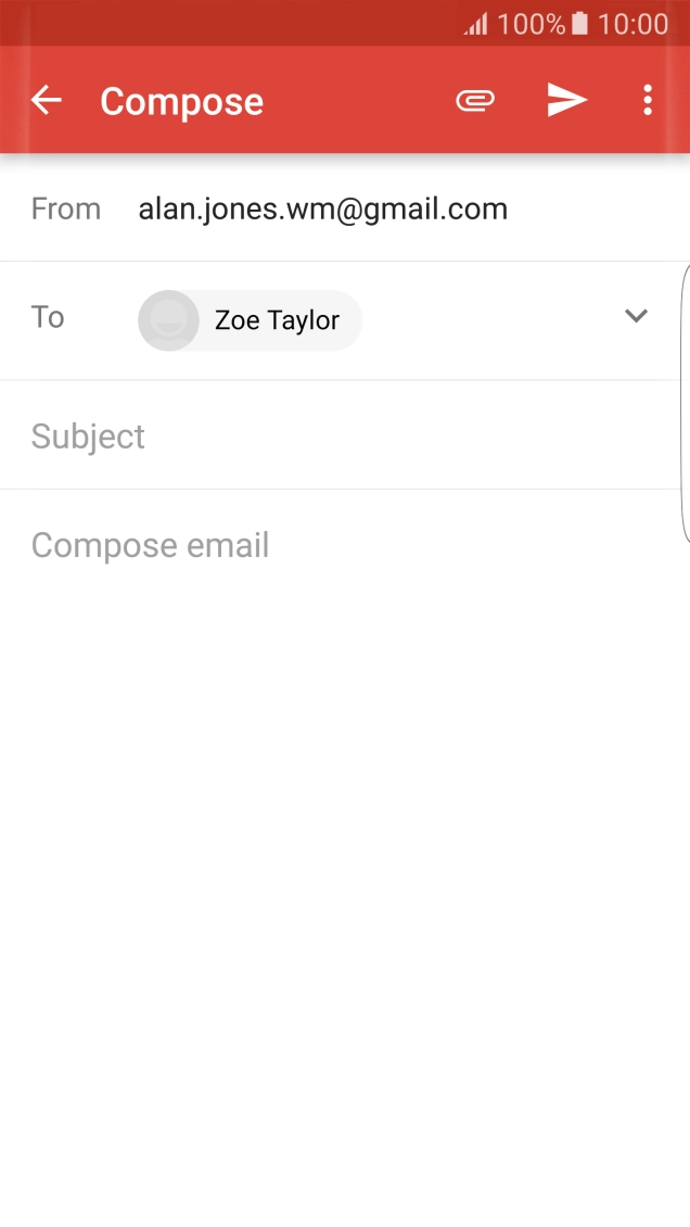 Press Subject and key in a subject for the email.