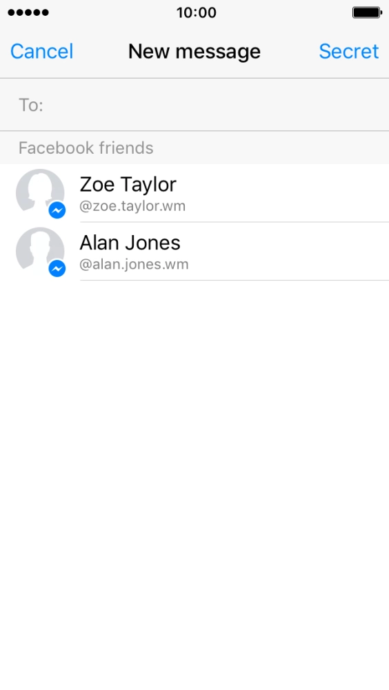 Press the search field and key in the first letters of the recipient's name. Press the search field and key in the first letters of the recipient's name.