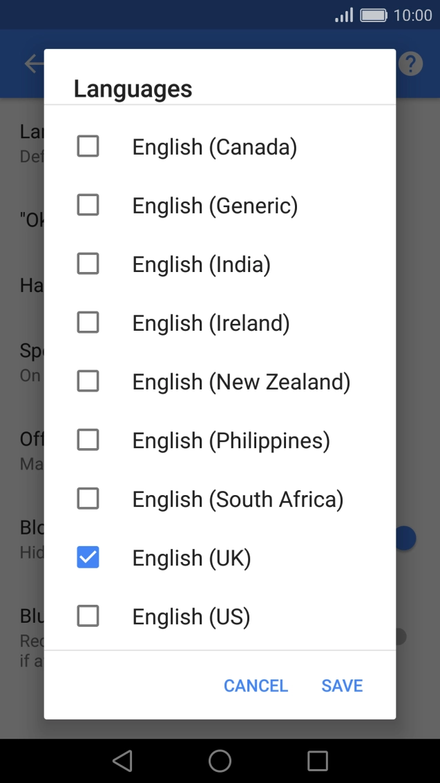 Press the required language.