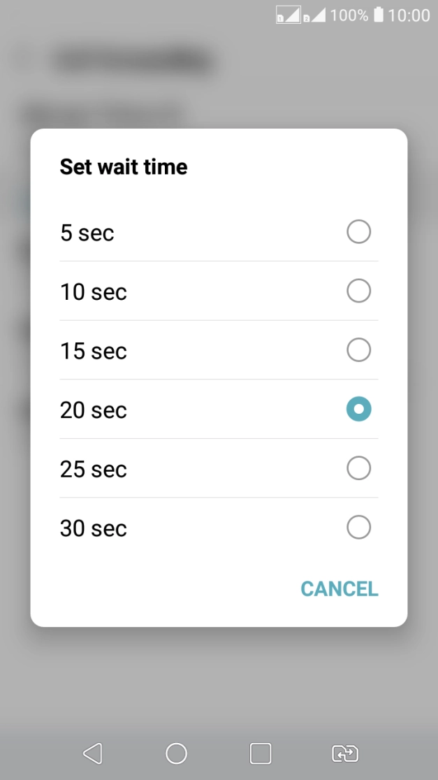 If you divert missed calls, you need to select a delay for the divert. Press the required delay to select a delay for the divert.