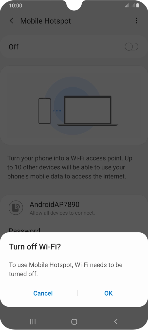 If Wi-Fi is turned on, press OK. If Wi-Fi is turned on, press OK.