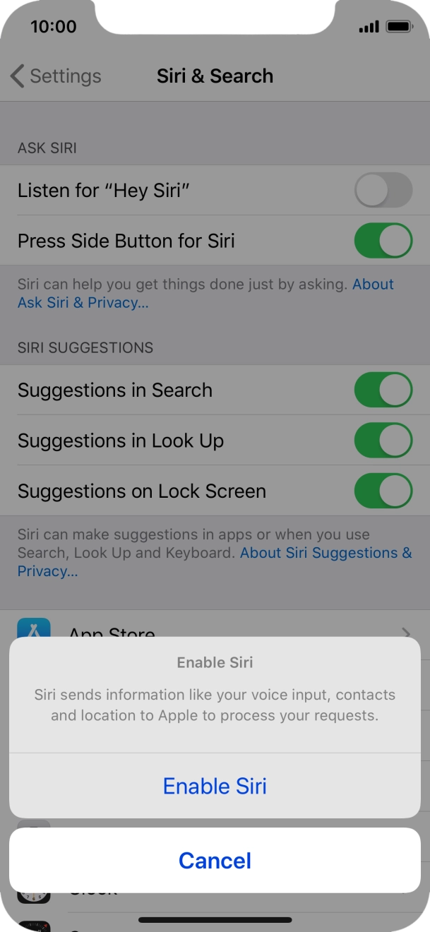 Press Enable Siri. Press Enable Siri.