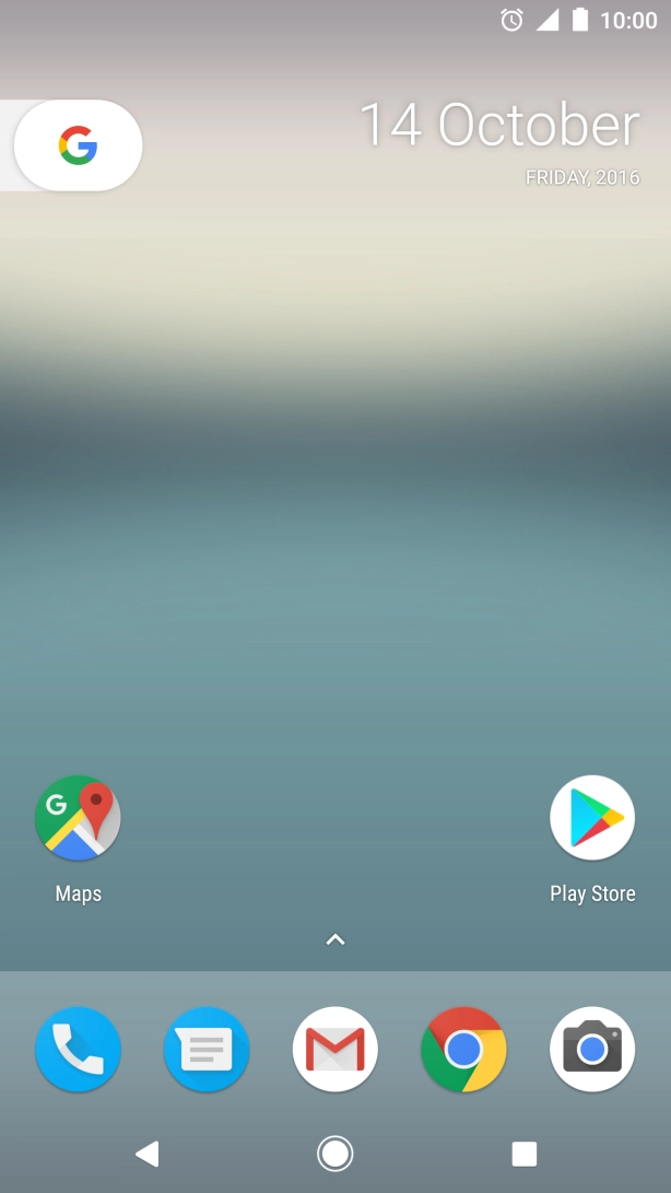 The alarm icon shows that the alarm is set.