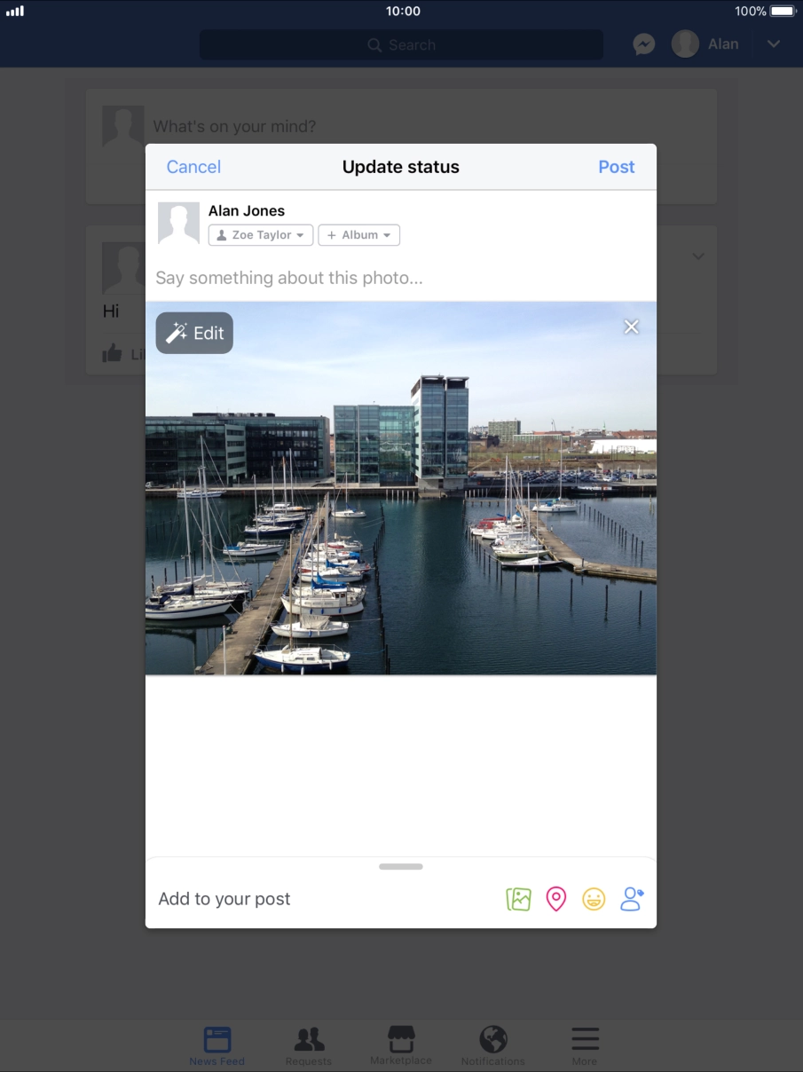 Press the text input field. Press the text input field.