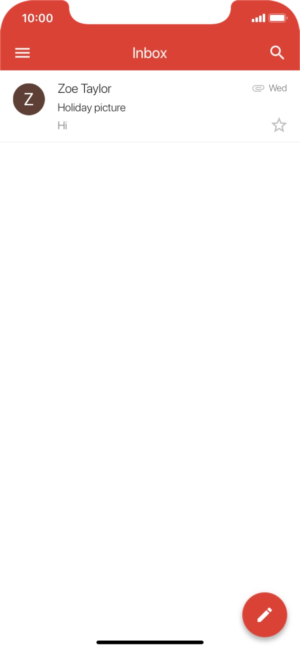 Press the new email icon. Press the new email icon.
