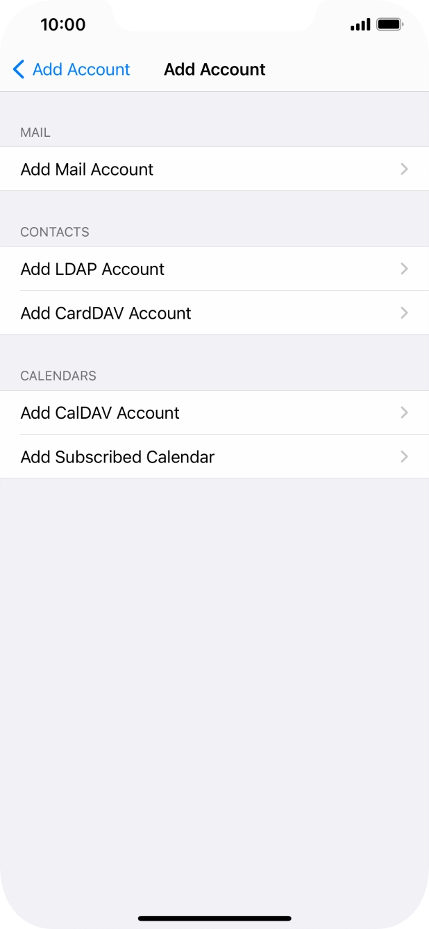 Press Add Mail Account. Press Add Mail Account.