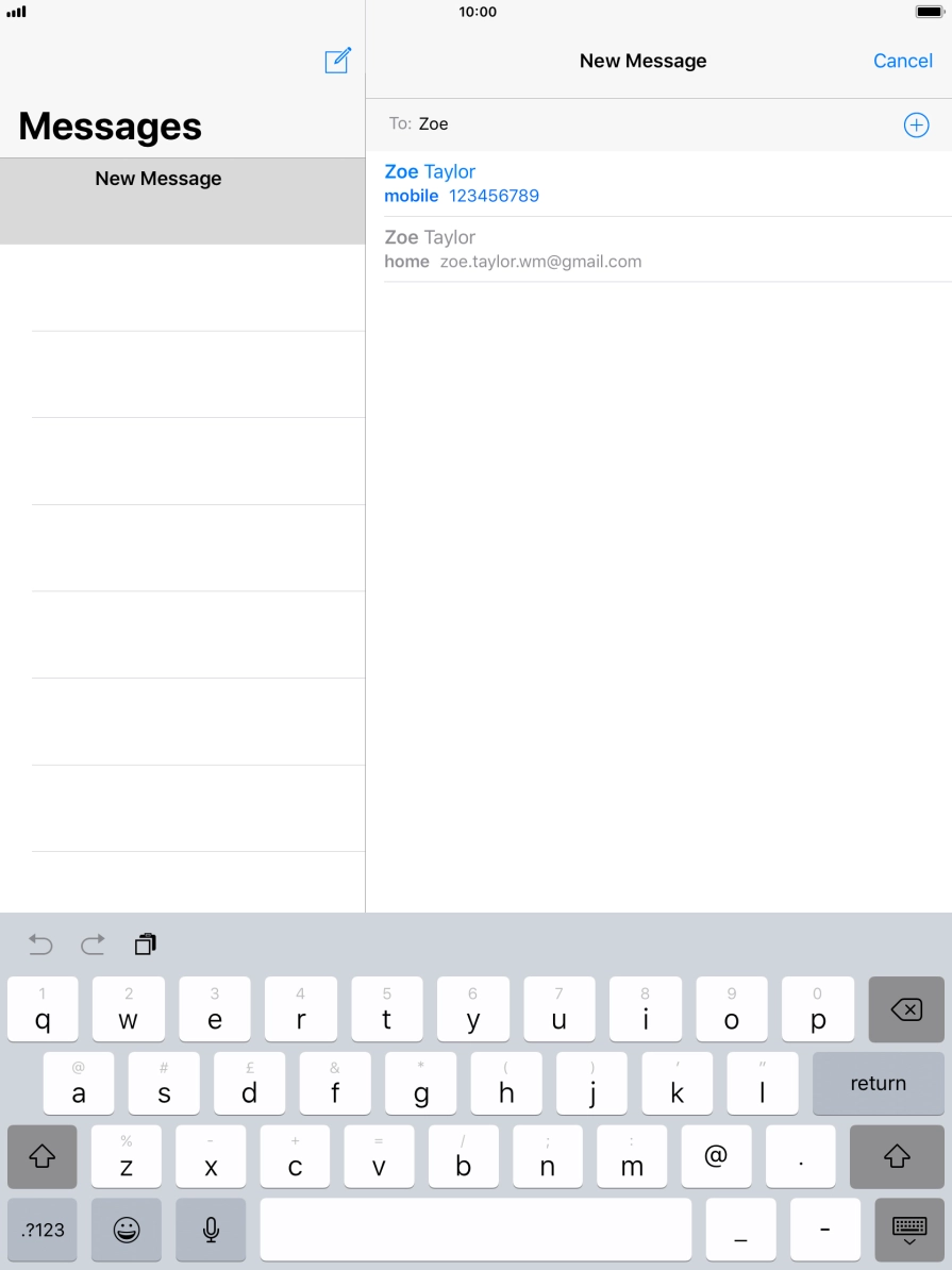 Press the required contact. Press the required contact.