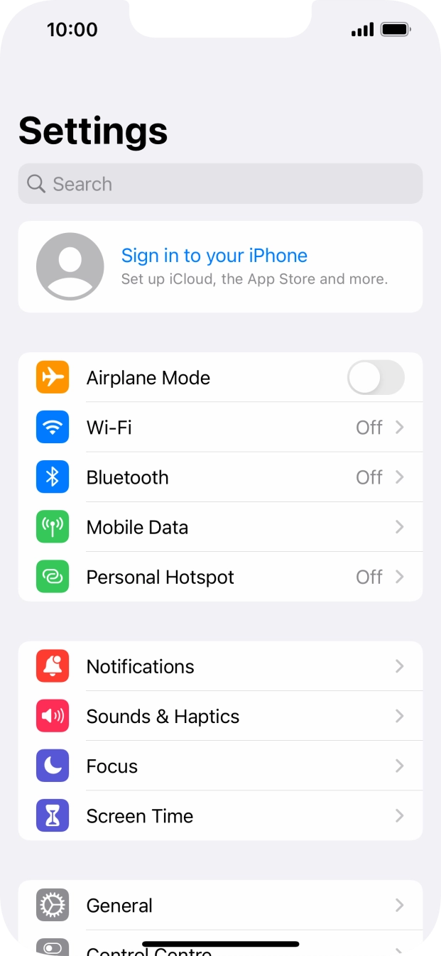 Press Sign in to your iPhone.