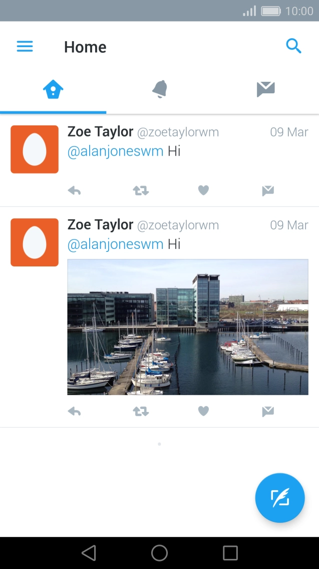 Press the new tweet icon. Press the new tweet icon.