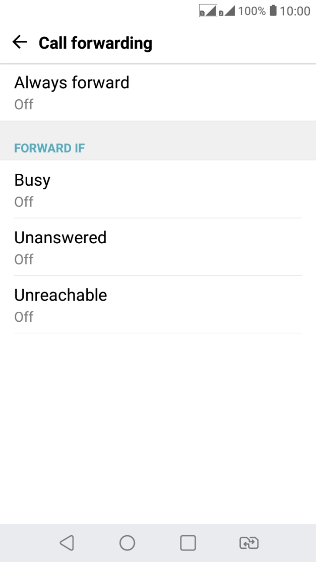 Press the required divert type.