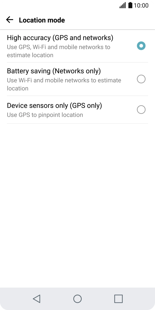 If you select High accuracy (GPS and networks), your phone can find your exact position using the GPS satellites, the mobile network and nearby Wi-Fi networks. Satellite-based GPS requires a clear view of the sky. If you select High accuracy (GPS and networks), your phone can find your exact position using the GPS satellites, the mobile network and nearby Wi-Fi networks. Satellite-based GPS requires a clear view of the sky.