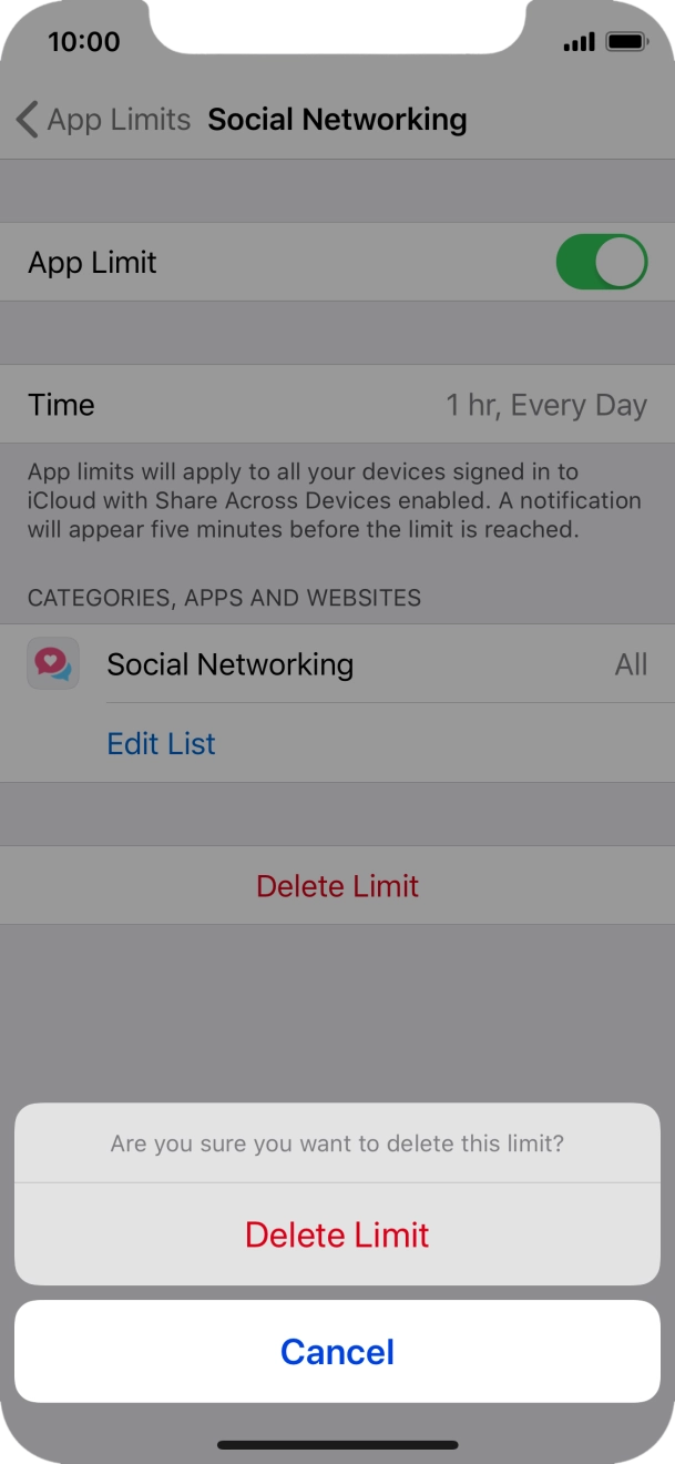Press Delete Limit.