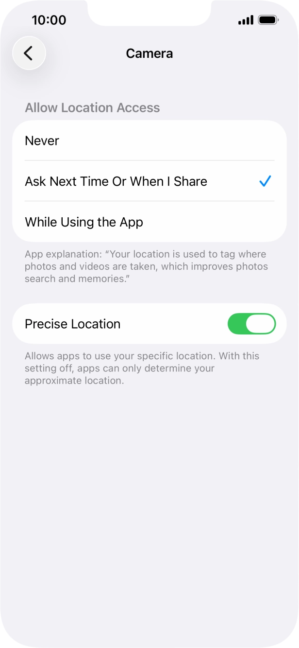 Press the required setting to turn the function on or off. Press the required setting to turn the function on or off.
