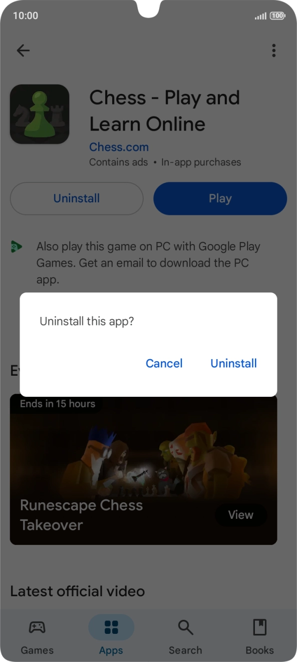 Press Uninstall.
