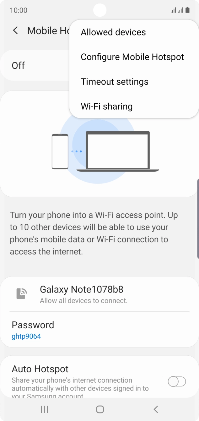 Press Configure Mobile Hotspot. Press Configure Mobile Hotspot.