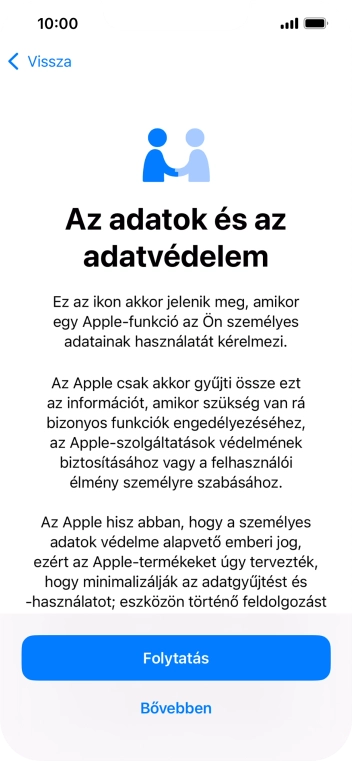 Válaszd a Folytatás lehetőséget.