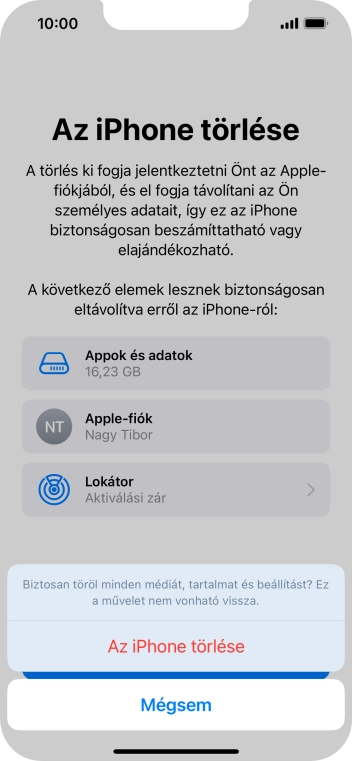Válaszd Az iPhone törlése lehetőséget.